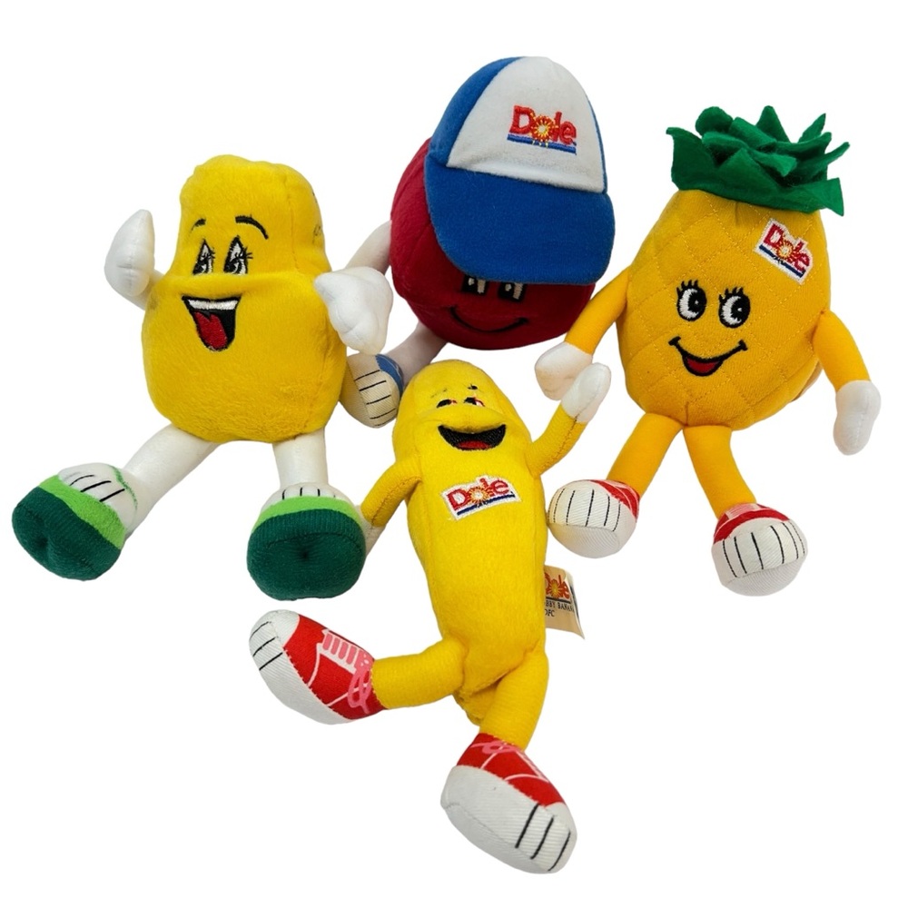 1999 Dole Advertsing Fruit Plush 7” Lot of 4